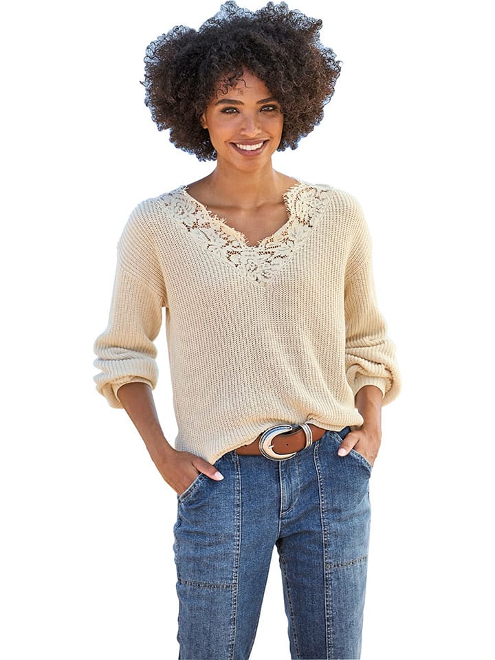 Heine Sweter w kolorze beżowym rozmiar: 44