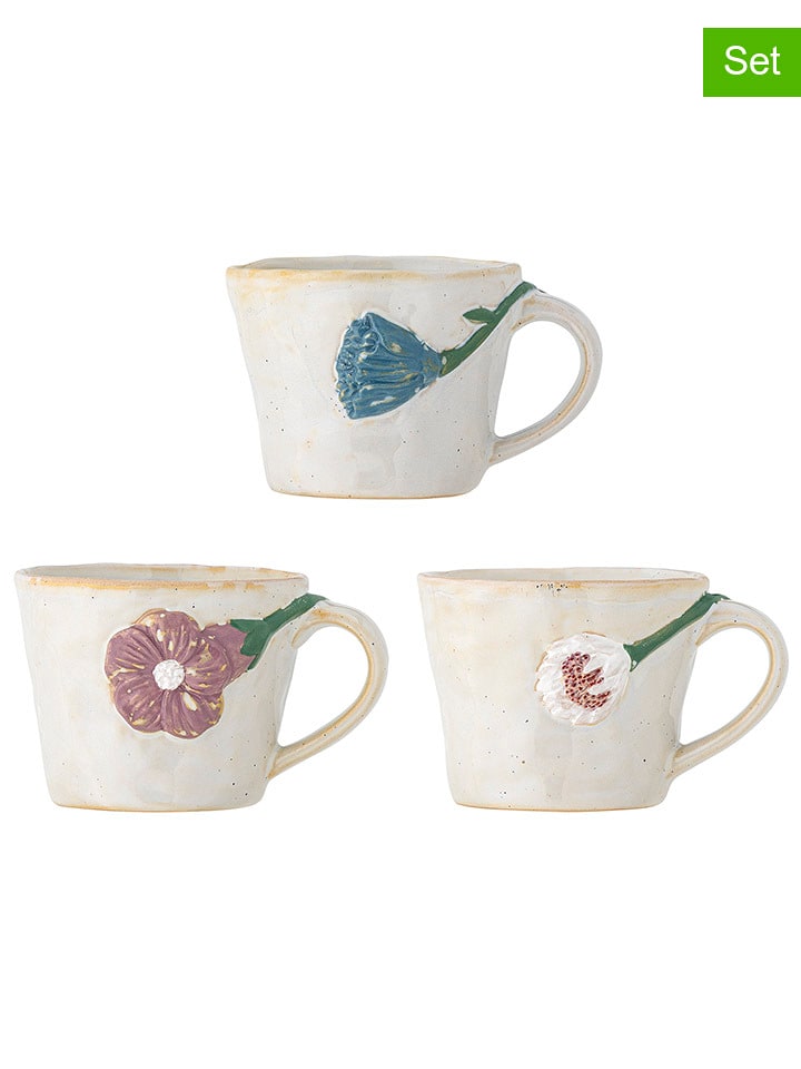 Bloomingville Kubki (3 szt.) "Loua" w kolorze szarym - wys. 7,5 x Ø 9 cm rozmiar: onesize