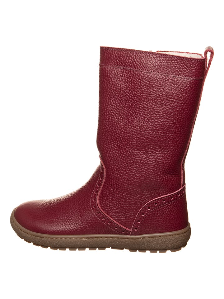 kmins Skórzane kozaki zimowe w kolorze ciemnoczerwonym rozmiar: 31