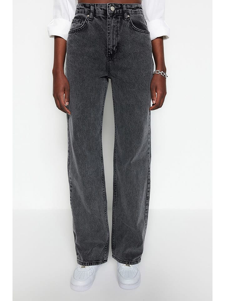 trendyol Dżinsy - Comfort fit - w kolorze antracytowym rozmiar: 44