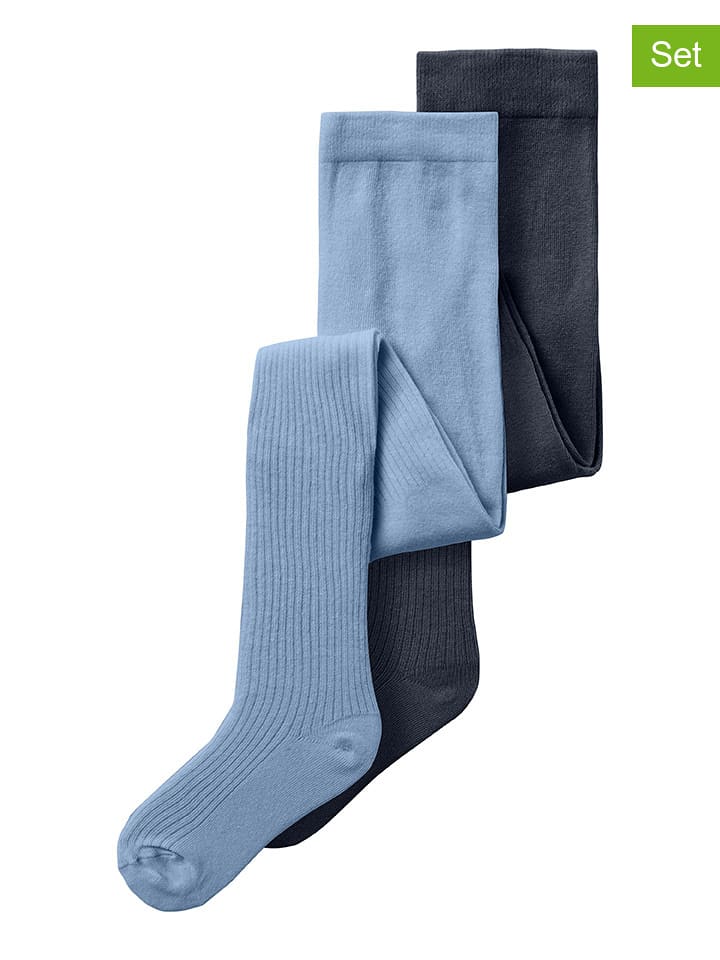 name it Rajstopy (2 pary) w kolorze błękitnym i granatowym rozmiar: 80-86