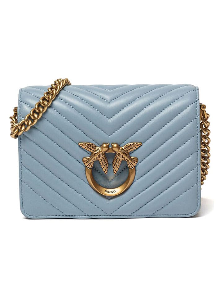 Pinko Skórzana torebka w kolorze błękitnym - 19 x 13 x 7 cm rozmiar: onesize