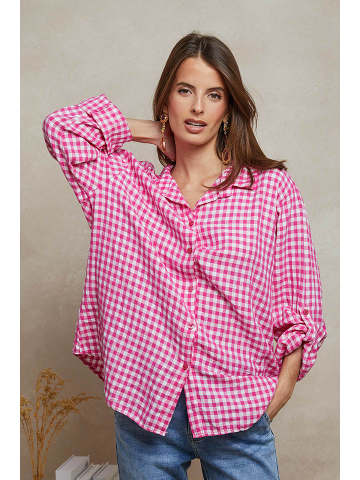 Plume Koszula "Amily" w kolorze różowo-białym rozmiar: L