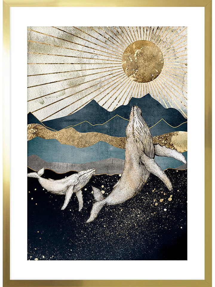 Ars Longa Druk artystyczny "Whale in the golden sun" w ramce - 70 x 50 cm rozmiar: onesize