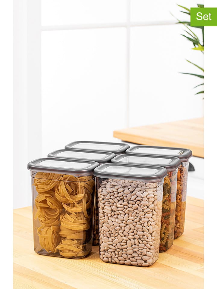 Violeta Home Pojemniki (6 szt.) w kolorze antracytowym - 1,5 l rozmiar: onesize