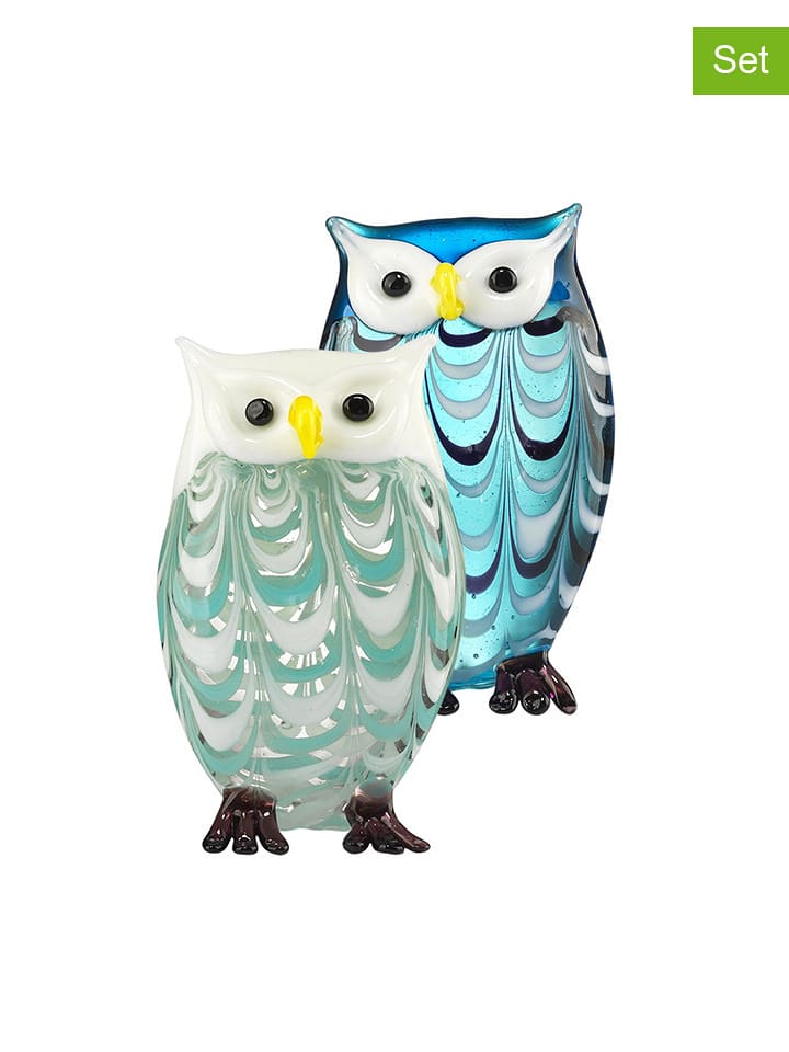 Onlylux Figurki dekoracyjne (2 szt.) "Bubo" w kolorze błękitnym rozmiar: onesize