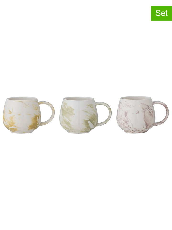 Bloomingville Kubki (3 szt.) "Palma" w kolorze zielono-szaro-żółtym - wys. 8,5 x Ø 9 cm rozmiar: onesize