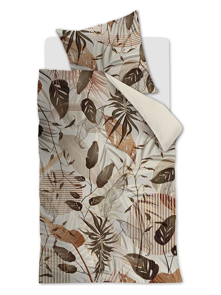 Rivièra Maison Komplet pościeli "Sunset Leafs" w kolorze beżowo-brązowym rozmiar: 135x200 cm