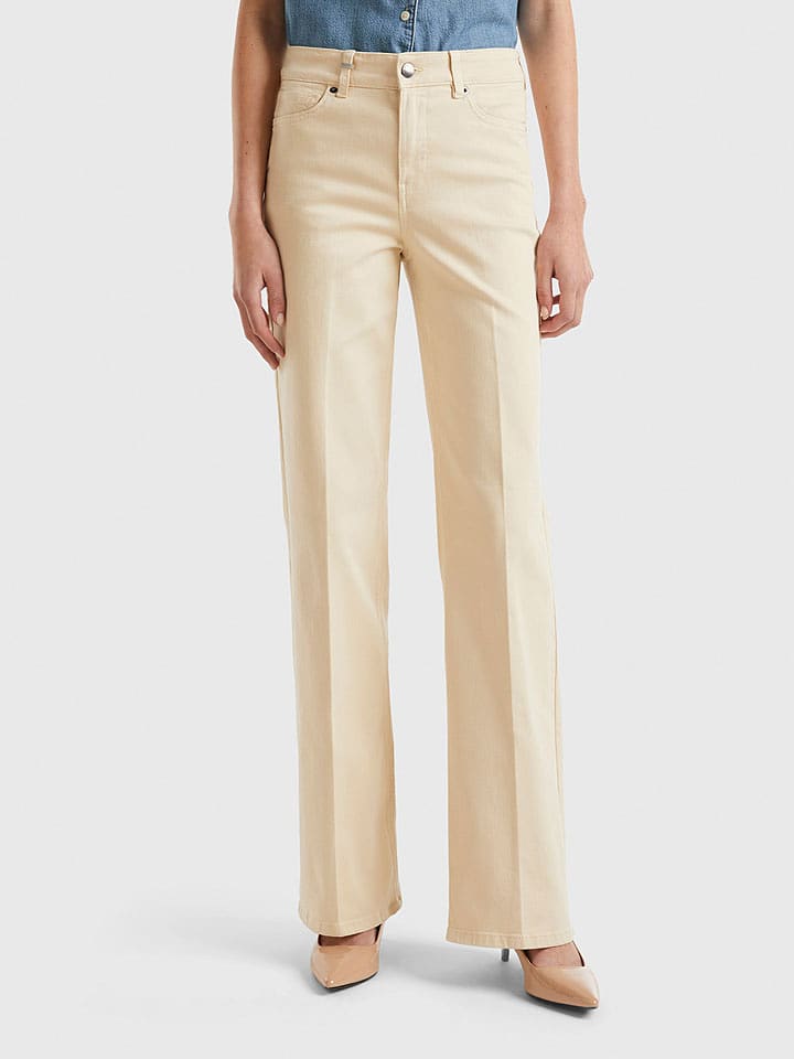 Benetton Dżinsy - Flare fit - w kolorze beżowym rozmiar: W29