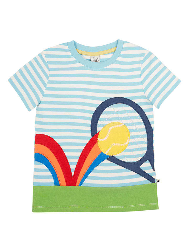 Frugi Koszulka "Penryn Panel" w kolorze błękitno-zielono-żółtym rozmiar: 128/134