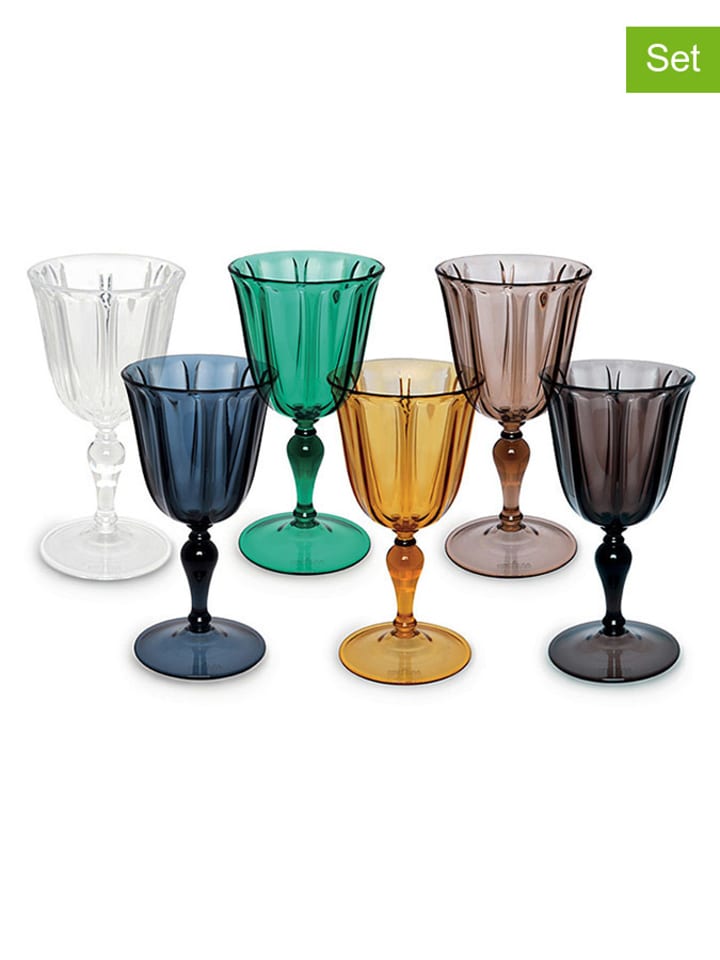 Trendy Kitchen by EXCÉLSA Kieliszki (6 szt.) "Country Chic" w różnych kolorach do wina - 250 ml rozmiar: onesize