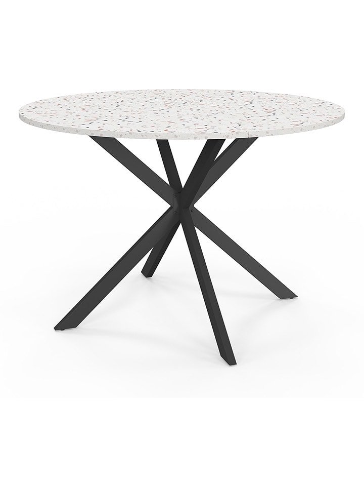 IDOMYA Essentials Stół w kolorze czarno-kremowym ze wzorem do jadalni - wys. 76 x Ø 110 cm rozmiar: onesize
