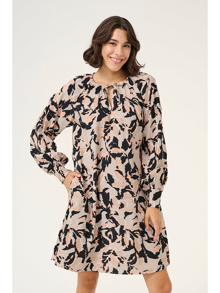 Kaffe Sukienka w kolorze beżowo-czarnym rozmiar: 42