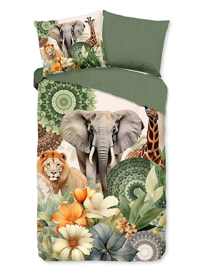 Hip Komplet pościeli satynowej "Sagadar" w kolorze żółto-zielonym rozmiar: 240x220 cm