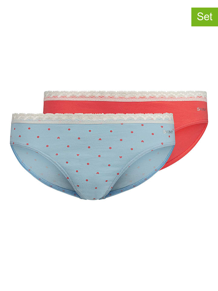 Skiny Majtki (2 pary) w kolorze czerwonym i błękitnym rozmiar: 152