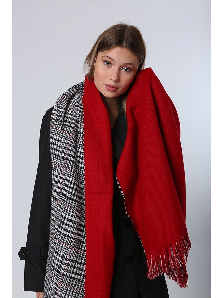 Lucky Bees Szal w kolorze czerwono-czarnym - 185 x 70 cm rozmiar: onesize