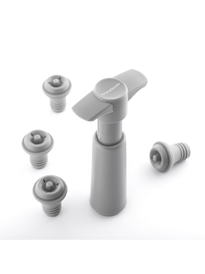 InnovaGoods Pompka próżniowa w kolorze szarym do wina - 7,5 x 13 x 3,7 cm rozmiar: onesize