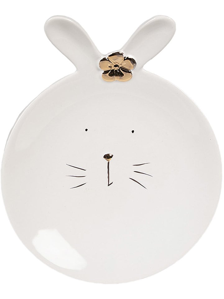 Clayre & Eef Talerzyk deserowy w kolorze białym - Ø 19 cm rozmiar: onesize