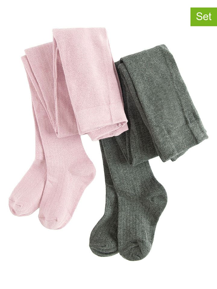 COOL CLUB Rajstopy (2 pary) w kolorze jasnoróżowym i szarym rozmiar: 128/134