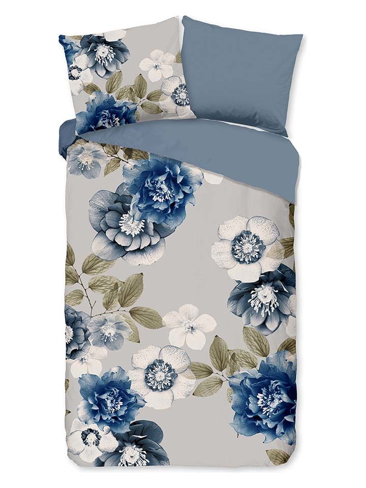 Good Morning Komplet pościeli flanelowej "Gabin" w kolorze niebiesko-białym rozmiar: 140x220 cm