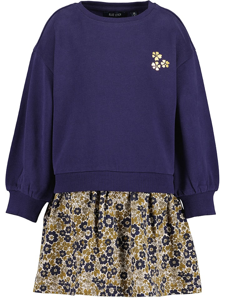 Blue Seven Sukienka dresowa w kolorze granatowo-beżowym rozmiar: 92