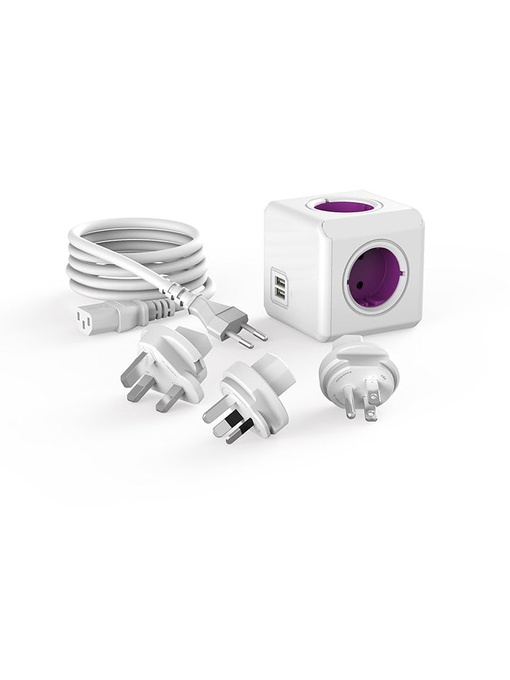 Designnest Międzynarodowy adapter podróżny "Power Cube ReWirable USB" w kolorze białym rozmiar: onesize