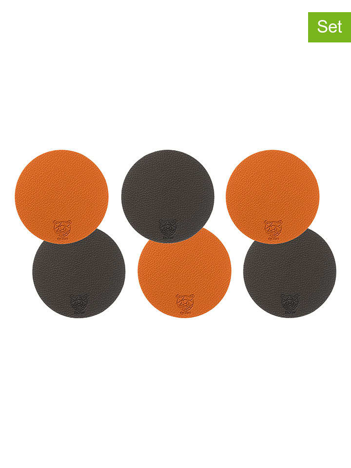 Björn Dwustronne podstawki (6 szt.) w kolorze brązowo-pomarańczowym - Ø 10 cm rozmiar: onesize