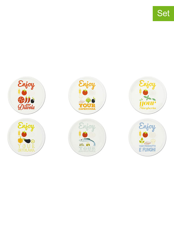 Trendy Kitchen by EXCÉLSA Talerze (6 szt.) "Enjoyable" ze wzorem do pizzy - Ø 31 cm rozmiar: onesize