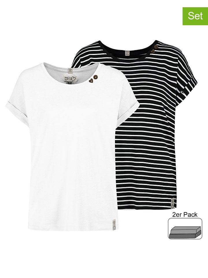 Sublevel Koszulki (2 szt.) w kolorze białym i czarnym rozmiar: L