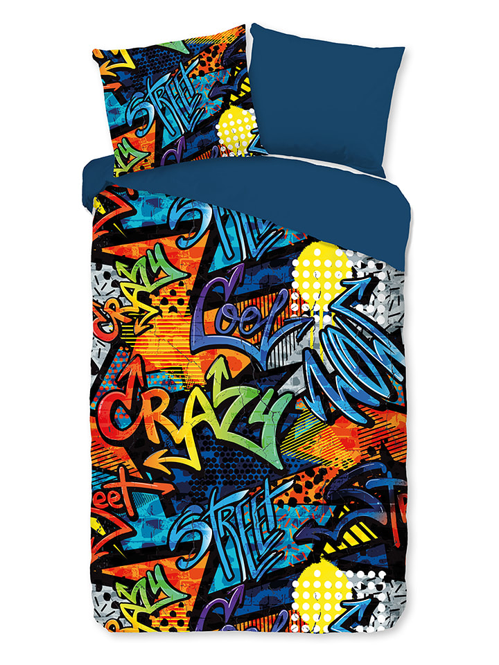 Pure Komplet pościeli "Jeff" w kolorze granatowo-czerwonym z mikrofibry rozmiar: 135x200 cm