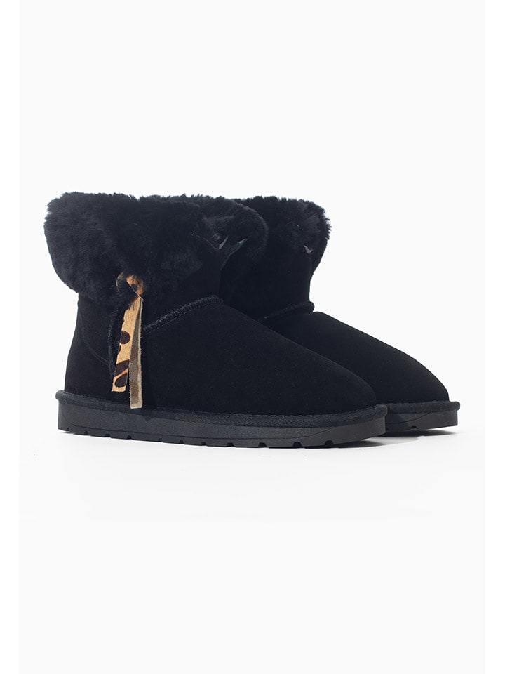 NICEBAY Skórzane botki zimowe "Litha" w kolorze czarnym rozmiar: 36