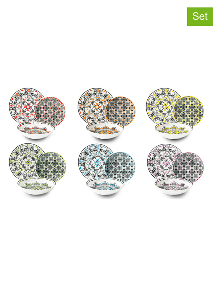 Trendy Kitchen by EXCÉLSA 18-częściowy zestaw talerzy ze wzorem rozmiar: onesize