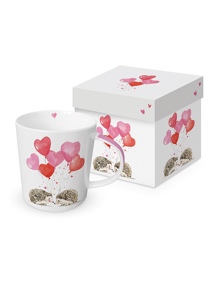 ppd Kubek jumbo "Hedgehogs In Love" w kolorze biało-jasnoróżowym - 400 ml rozmiar: onesize