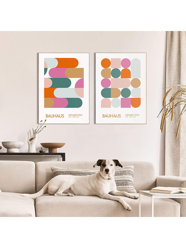 Orangewallz Druki artystyczne (2 szt.) "Bauhaus Set 1" w ramce rozmiar: 40x50 cm
