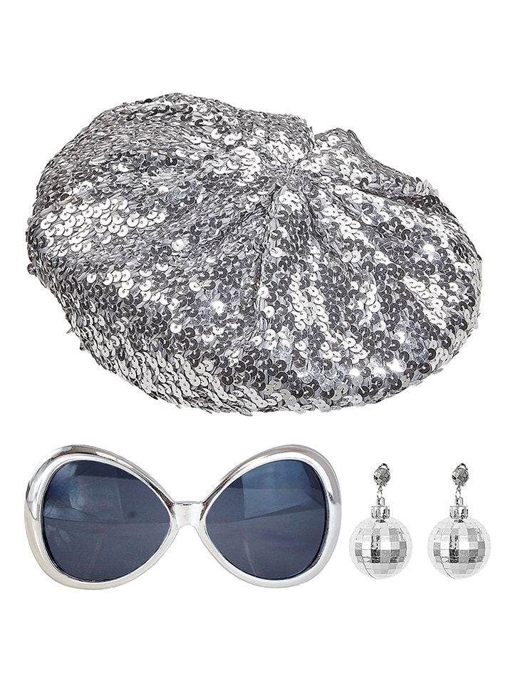 Carnival Party 3-częściowy zestaw "Disco Babe" w kolorze srebrnym rozmiar: onesize