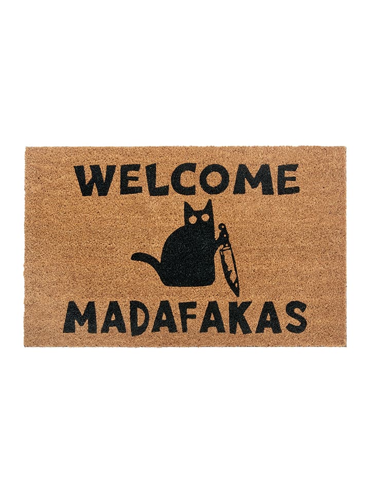 Hanse Home Wycieraczka "Welcome Madafakas" w kolorze jasnobrązowym z włókna kokosowego rozmiar: 45x75 cm