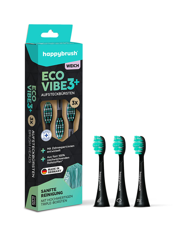 happybrush Końcówki "Eco V3+ Refills (Black-Mint) soft" w kolorze czarnym do szczoteczki rozmiar: onesize