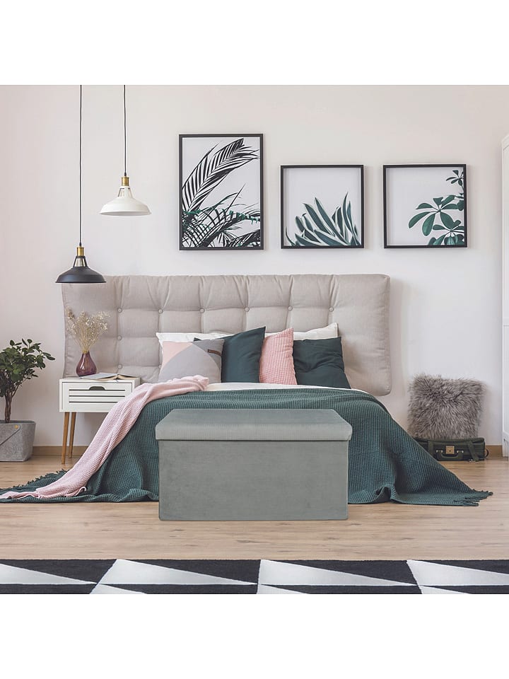 The Home Deco Kids Skrzynia "Giulia" w kolorze szarym do siedzenia - 77 x 38 x 38 cm rozmiar: onesize