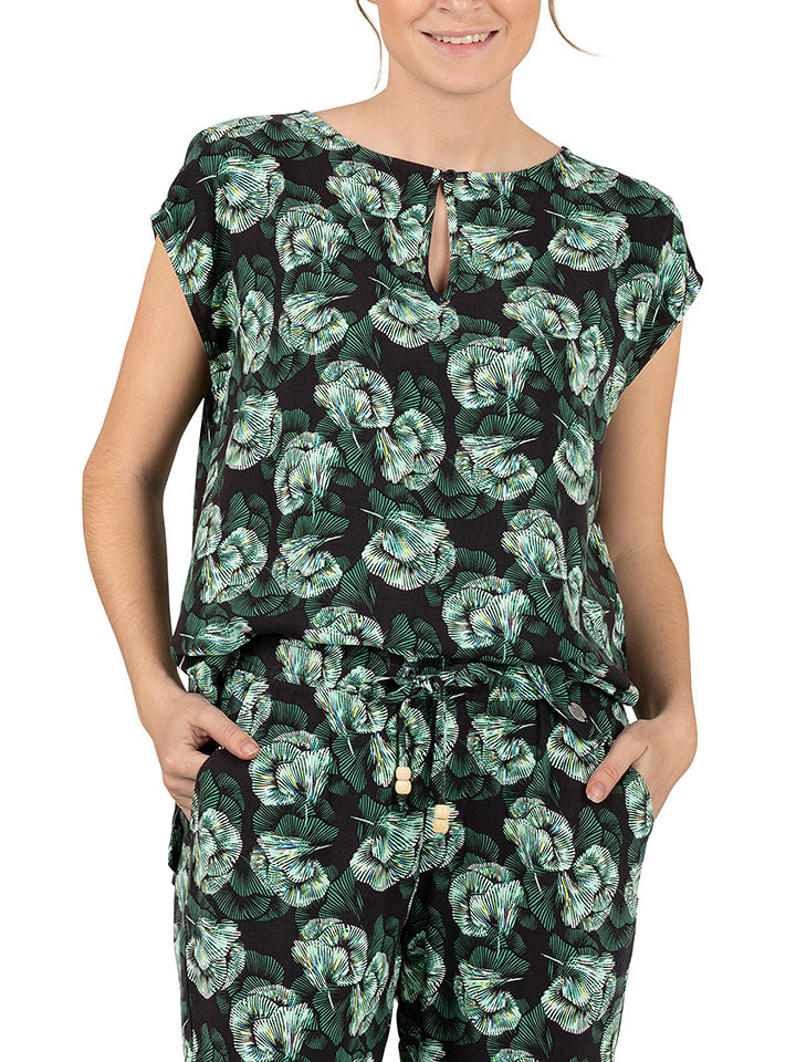 Timezone Bluzka w kolorze zielono-czarnym rozmiar: M