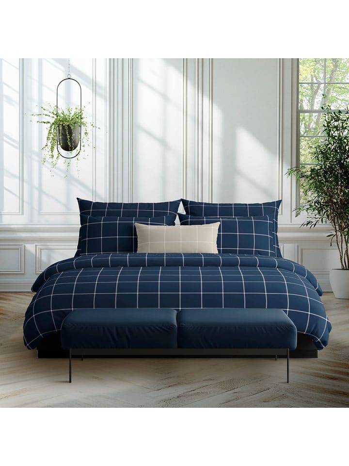 maison héritage PARIS Komplet pościeli satynowej "Amélia" w kolorze granatowym rozmiar: 200x220 cm