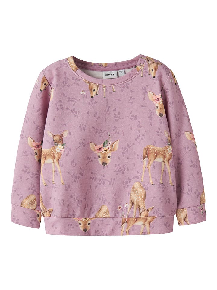 name it Bluza "Pobambi" w kolorze beżowo-jasnoróżowym rozmiar: 122/128