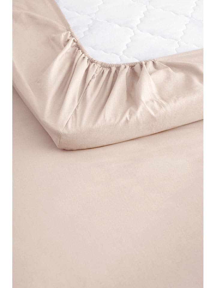 Ellos Home Prześcieradło "Heaven" w kolorze beżowym na gumce rozmiar: 90x200 cm