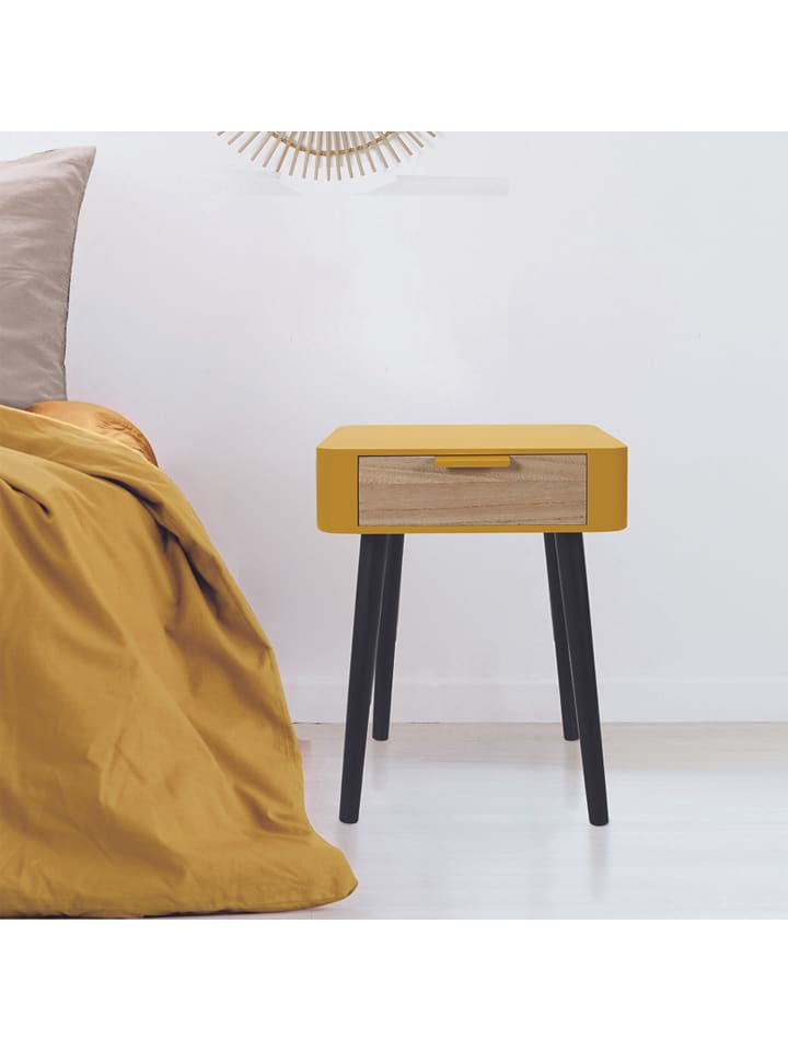 THE HOME DECO FACTORY Stolik nocny w kolorze żółtym - 35 x 48 x 37 cm rozmiar: onesize