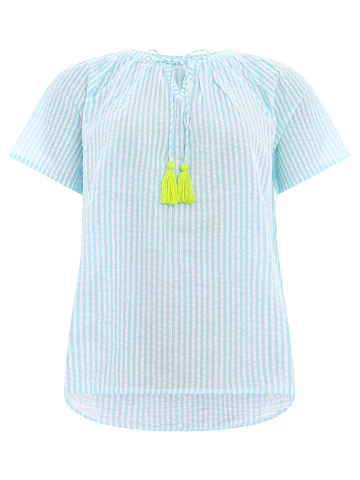 Zwillingsherz Bluzka w kolorze błękitno-zielono-białym rozmiar: L/XL