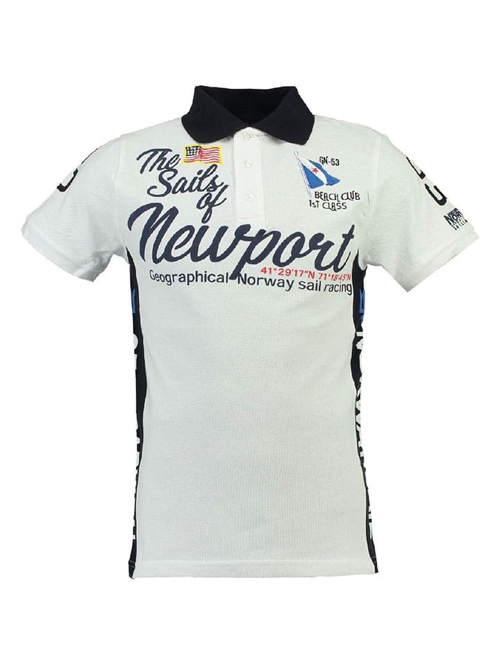 Geographical Norway Koszulka polo "Kayport" w kolorze biało-czarnym rozmiar: 140