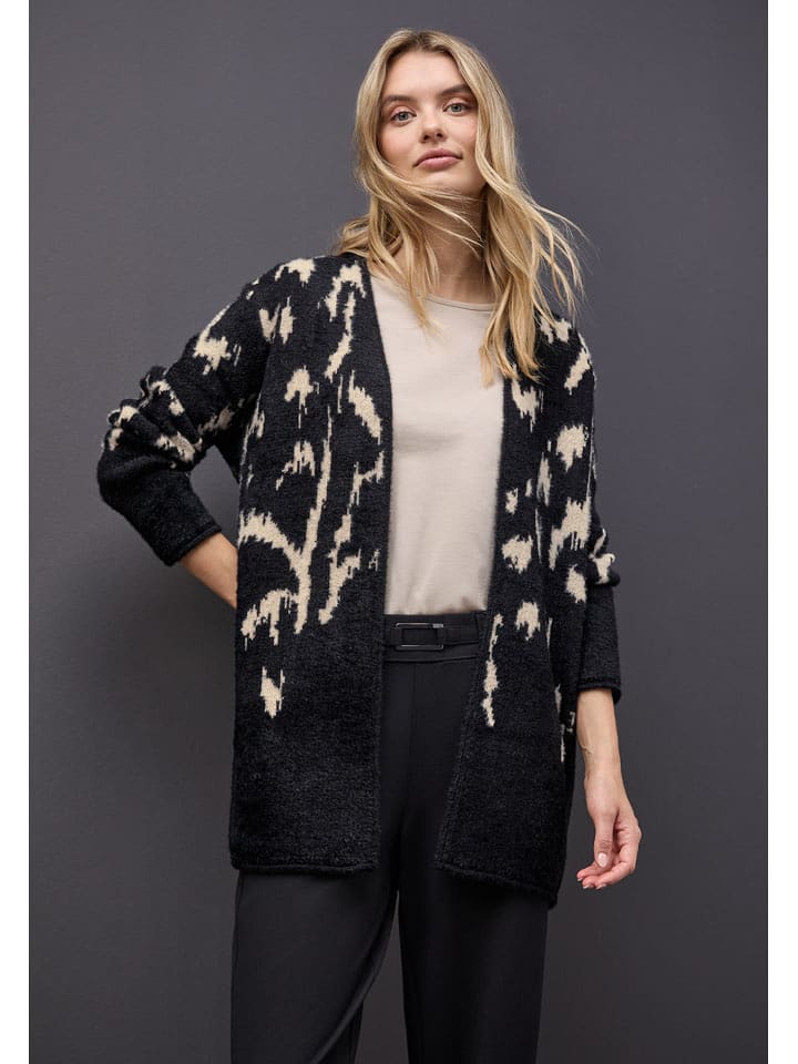 Street One Kardigan w kolorze czarno-kremowym rozmiar: 34