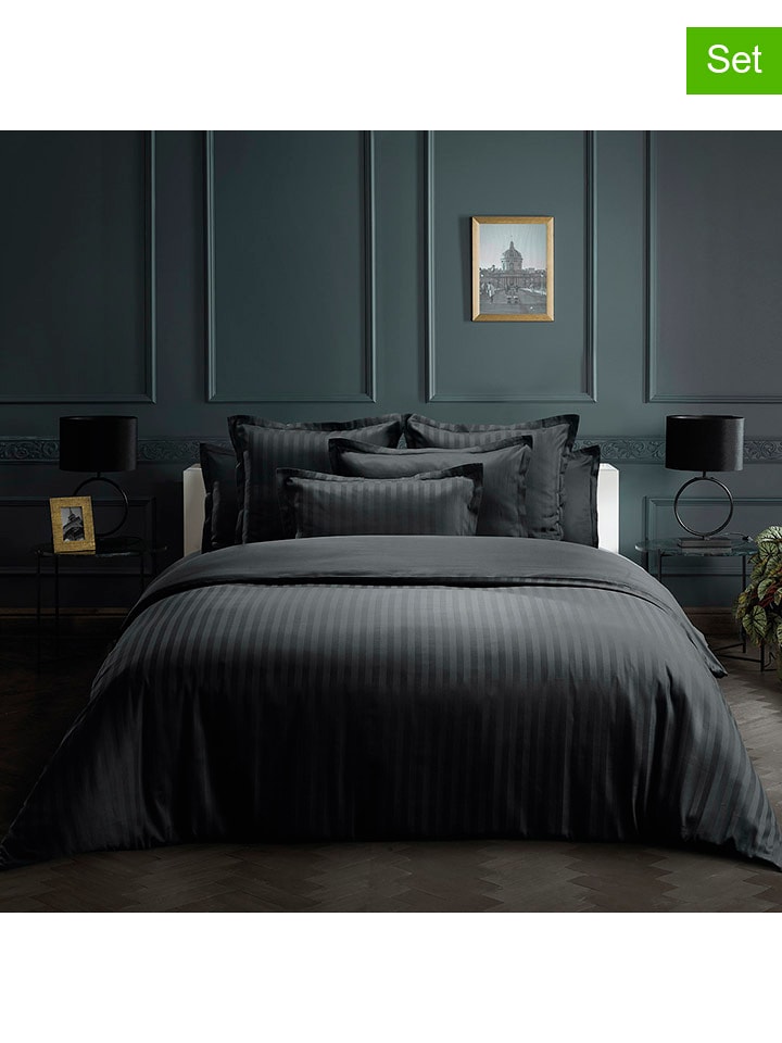 maison héritage PARIS Satynowe poszewki (2 szt.) "Dobby" w kolorze szarym na poduszkę rozmiar: 80x80 cm