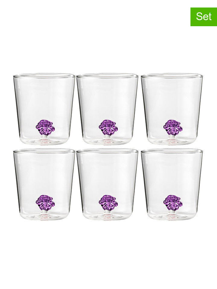 Onlylux Szklanki (6 szt.) "Nodo dell’Amore" w kolorze fioletowym - wys. 9,3 cm rozmiar: onesize