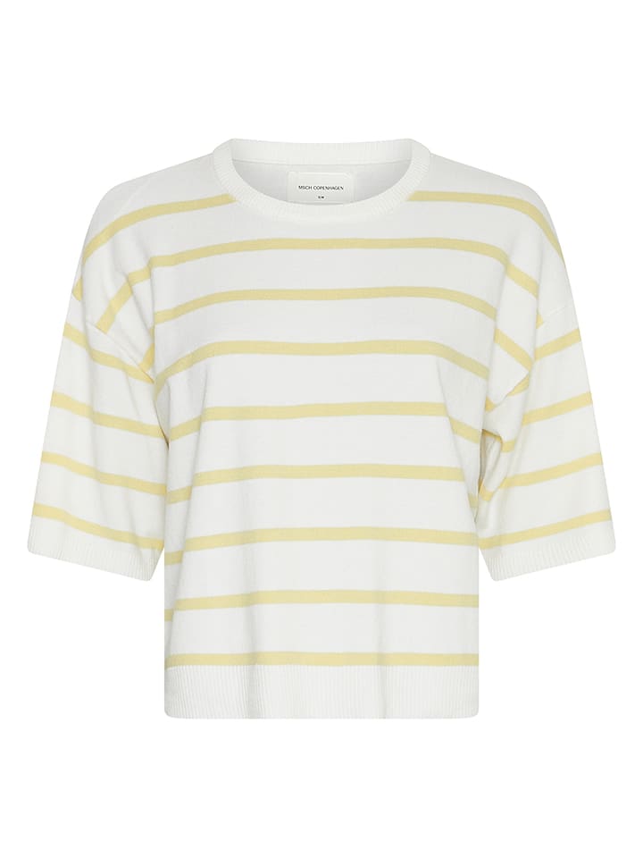 MOSS COPENHAGEN Koszulka w kolorze żółto-białym rozmiar: M/L