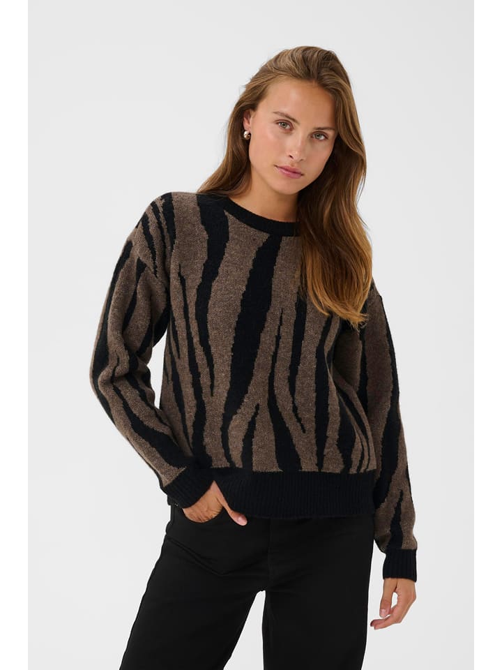 Kaffe Sweter w kolorze czarno-brązowym rozmiar: XS